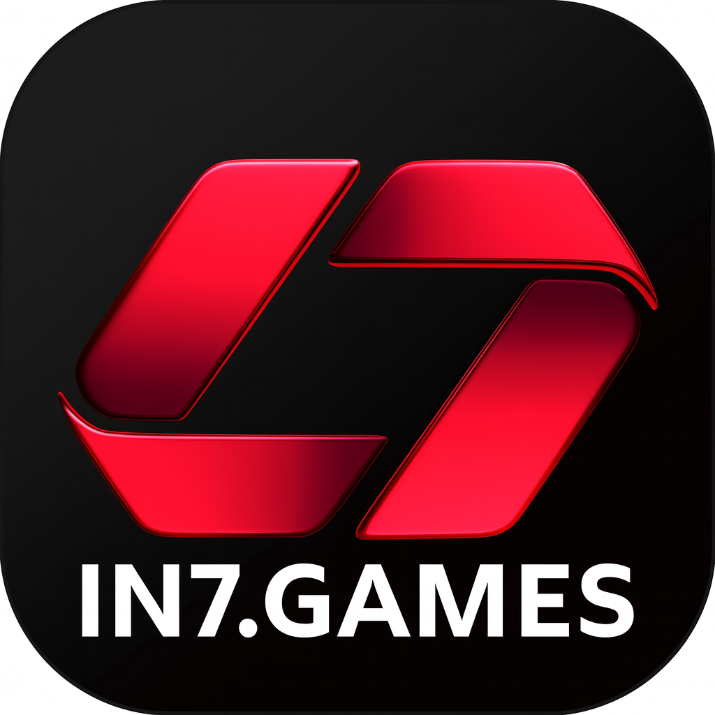 IN7 game logo in red and black design for online gaming platform